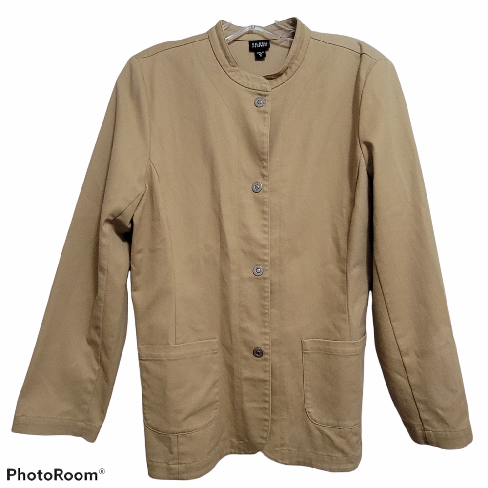 Eileen Fisher Khaki Minimalist Utility Jacket Tan Size Small